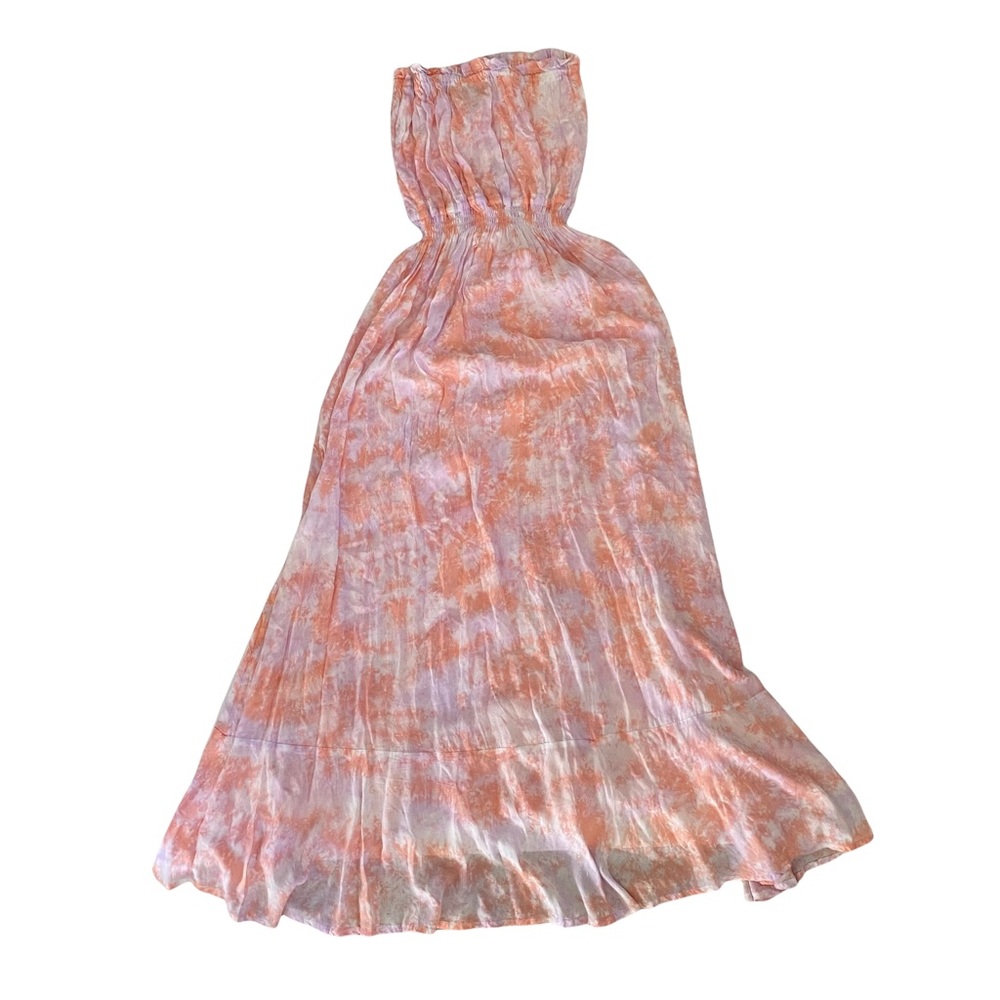 Tiare Hawaii Ryden tie dye strapless coconut shell high slit maxi O/S  fringe - Picture 3 of 10